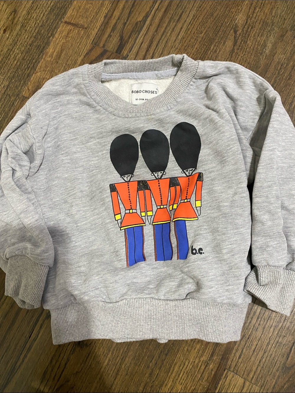 Bobo Choses Light Grey Sweatshirt with Toy Soldier Graphic